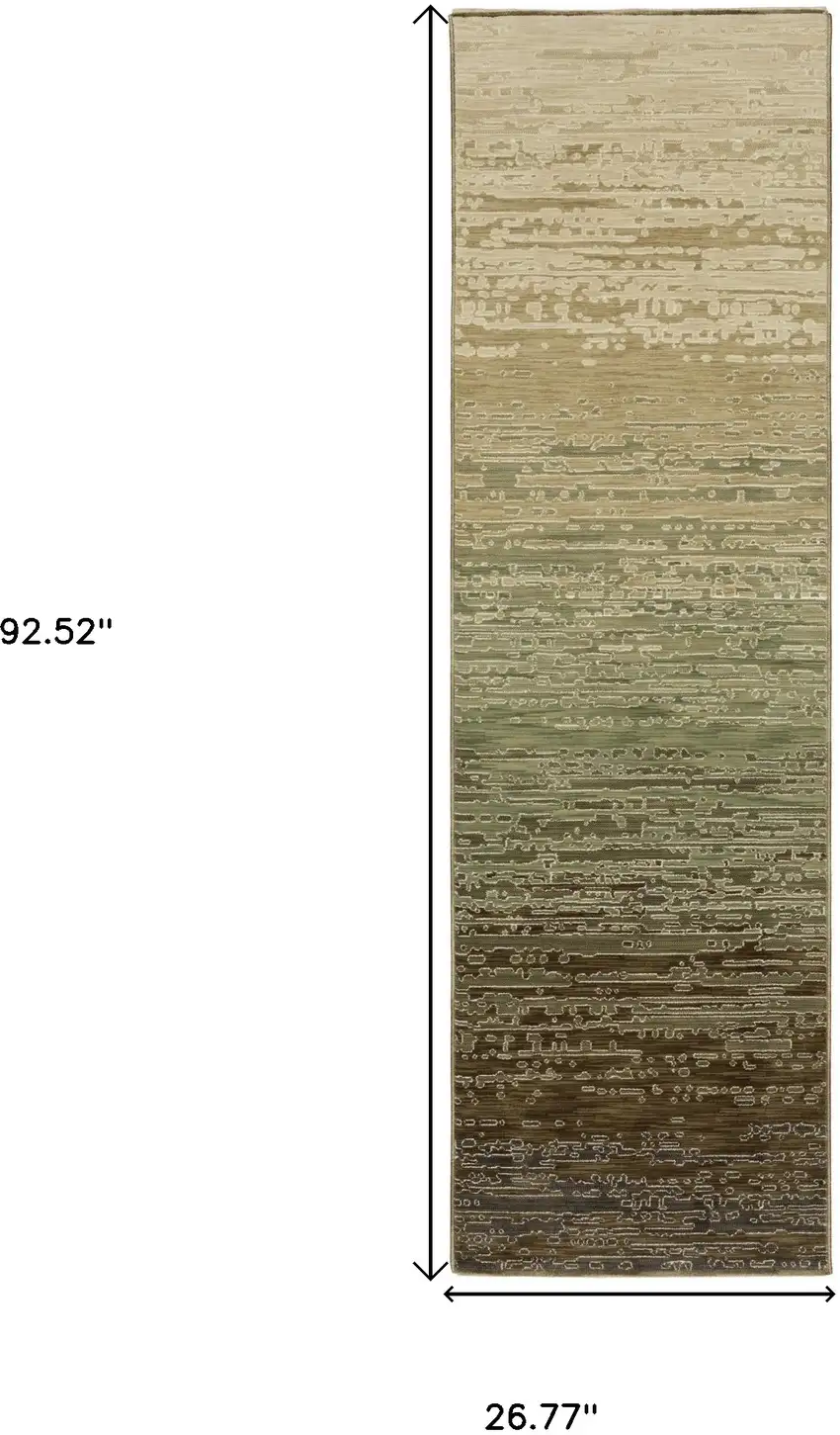 8' Brown And Green Abstract Runner Rug Photo 3