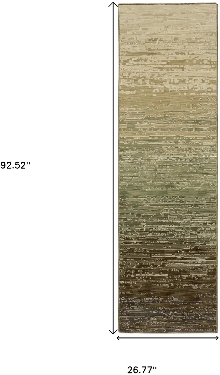 8' Brown And Green Abstract Runner Rug Photo 3