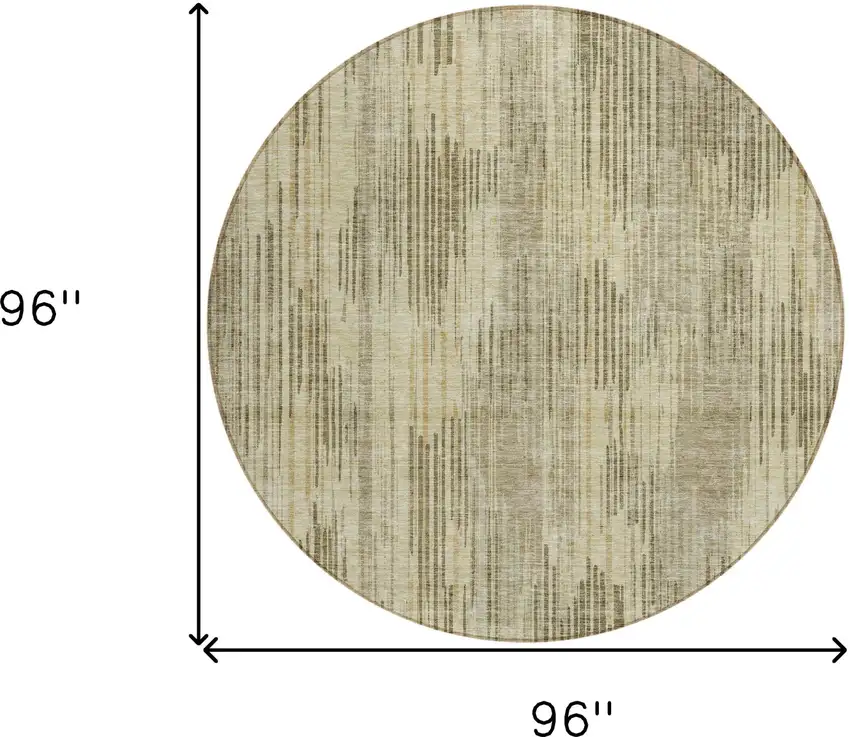 8' Brown And Green Round Striped Washable Indoor Outdoor Area Rug Photo 3
