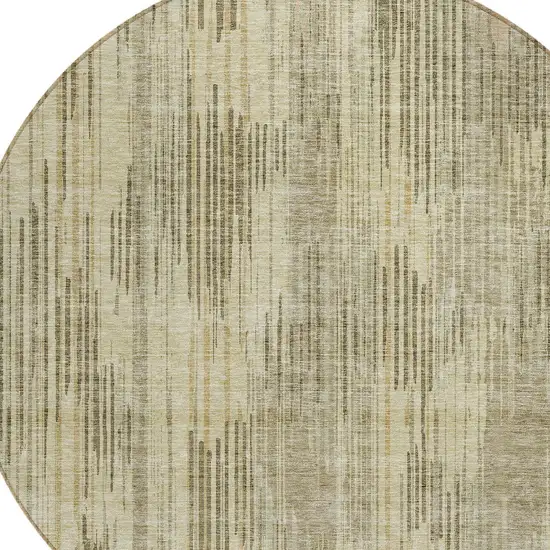 8' Brown And Green Round Striped Washable Indoor Outdoor Area Rug Photo 4