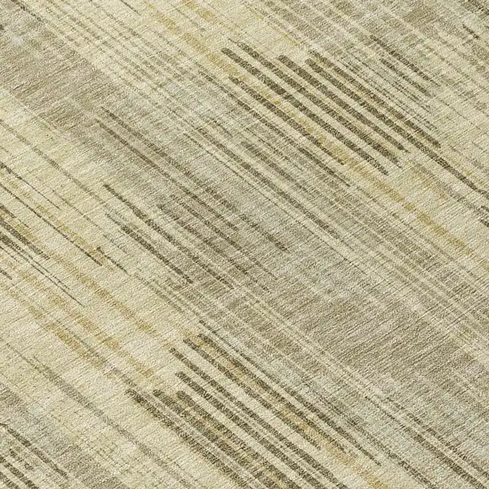 8' Brown And Green Round Striped Washable Indoor Outdoor Area Rug Photo 8