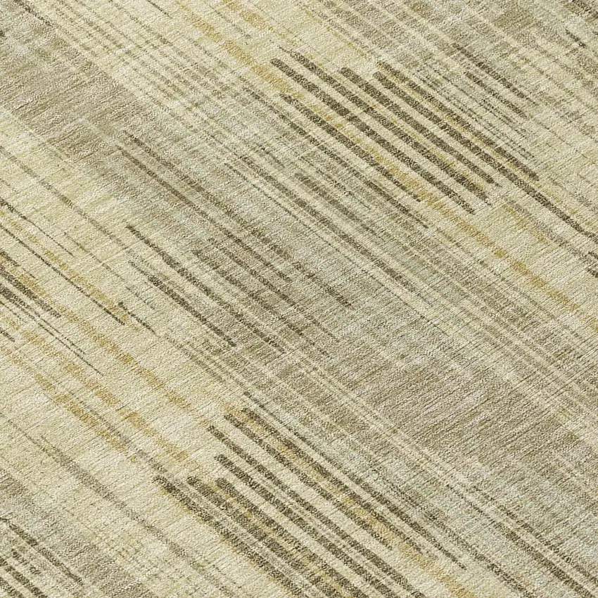 8' Brown And Green Round Striped Washable Indoor Outdoor Area Rug Photo 8