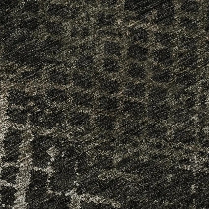 8' Brown And Ivory Abstract Geometric Washable Round Rug With UV Protection Photo 9