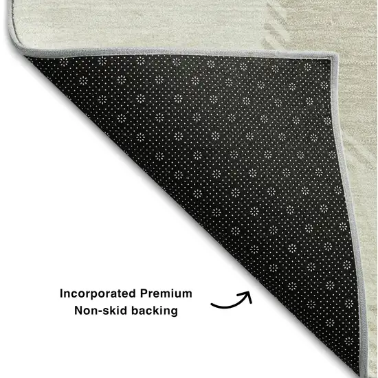 8' Brown And Ivory Abstract Geometric Washable Round Rug With UV Protection Photo 6