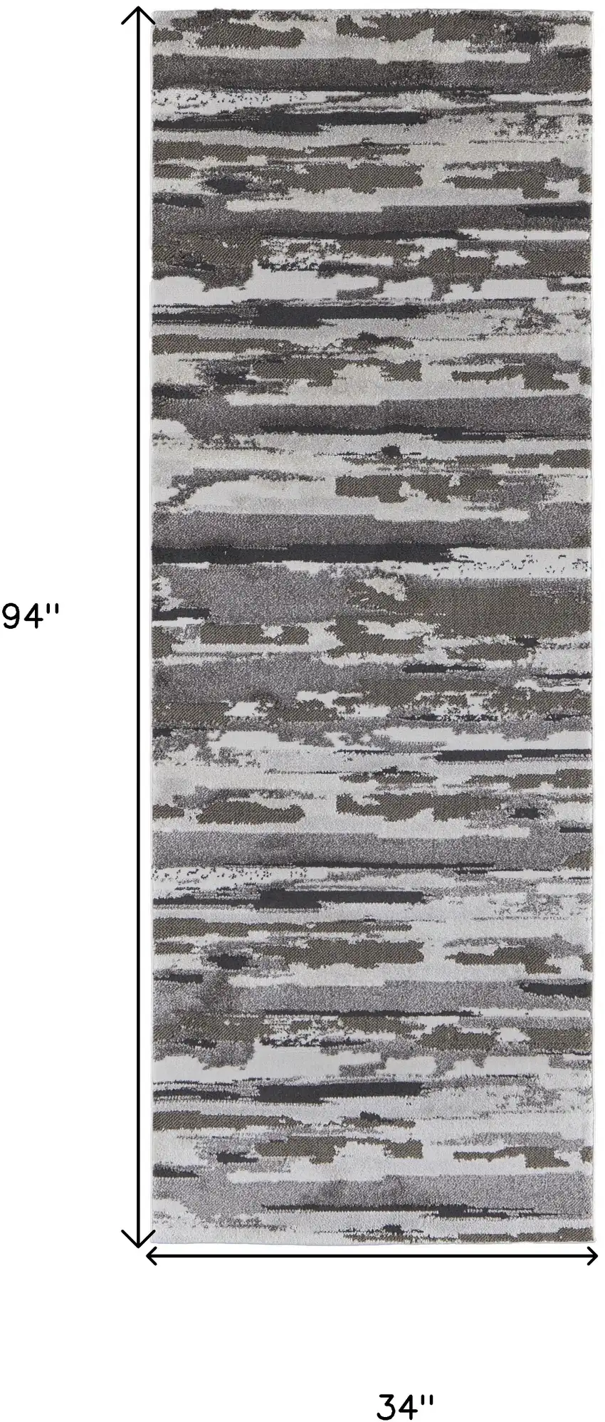 8' Brown And Ivory Abstract Power Loom Distressed Stain Resistant Runner Rug Photo 4