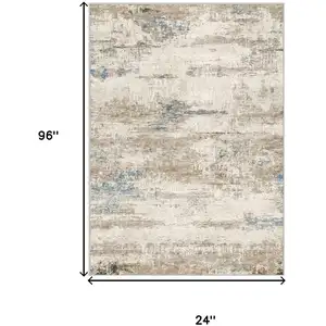Photo of 8' Brown And Ivory Abstract Washable Area Rug
