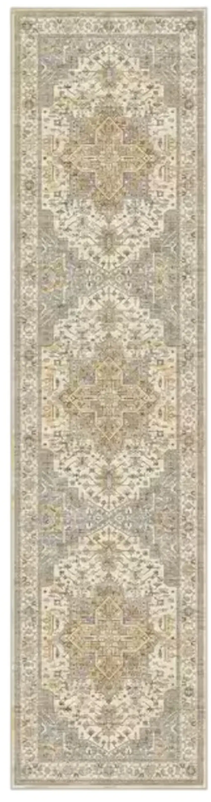 8' Ivory And Brown Oriental Washable Runner Rug Photo 2