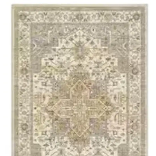 8' Ivory And Brown Oriental Washable Runner Rug Photo 5