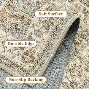 Photo of 8' Brown And Ivory Abstract Washable Area Rug