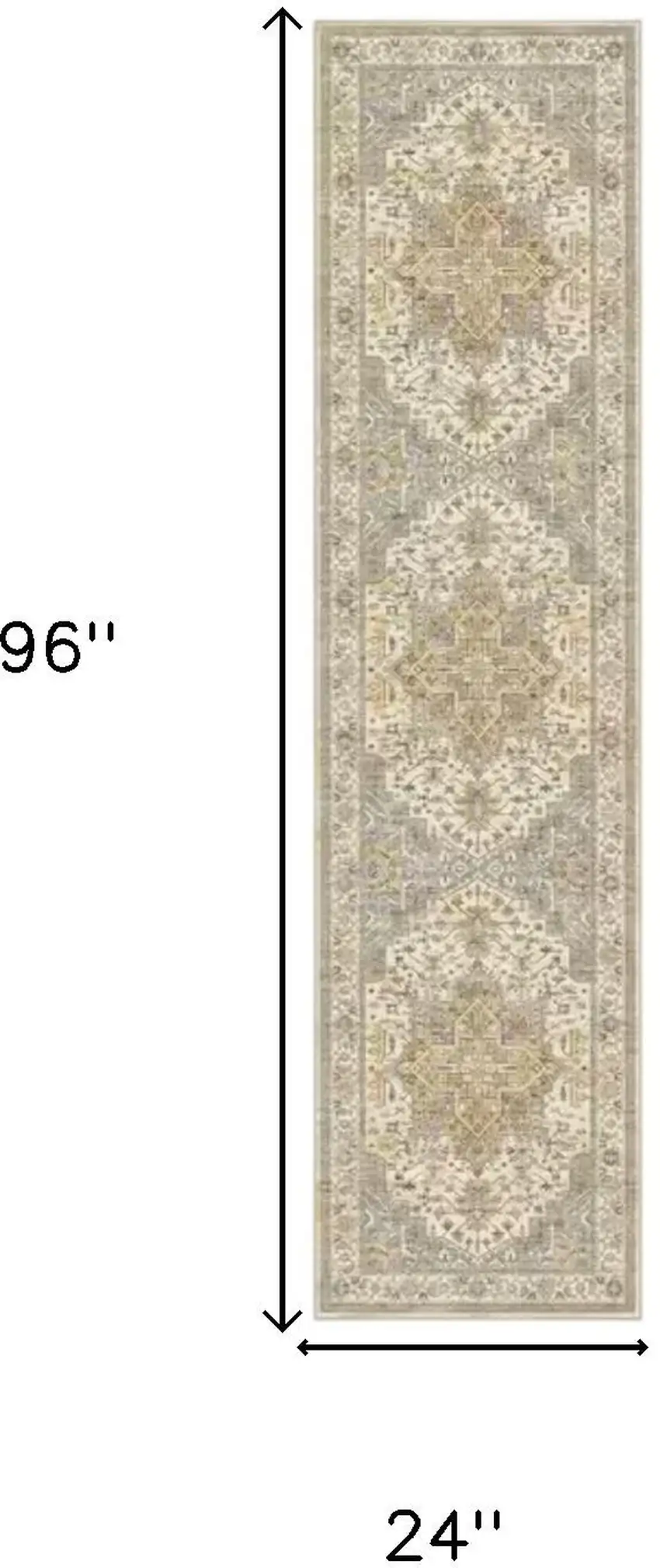 8' Ivory And Brown Oriental Washable Runner Rug Photo 3