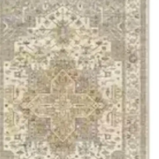 8' Ivory And Brown Oriental Washable Runner Rug Photo 4