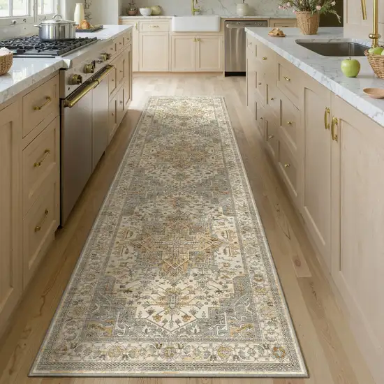 8' Brown And Ivory Abstract Washable Area Rug Photo 2