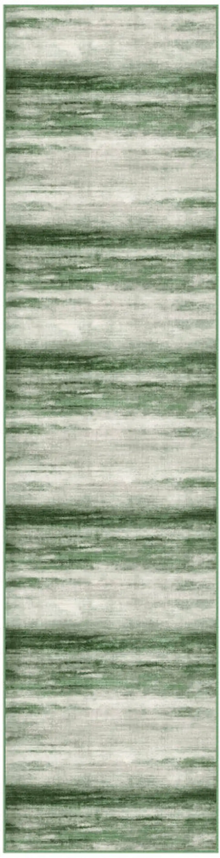 8' Green And Ivory Abstract Washable Runner Rug Photo 3
