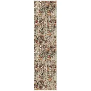 Photo of 8' Brown And Ivory Abstract Washable Area Rug