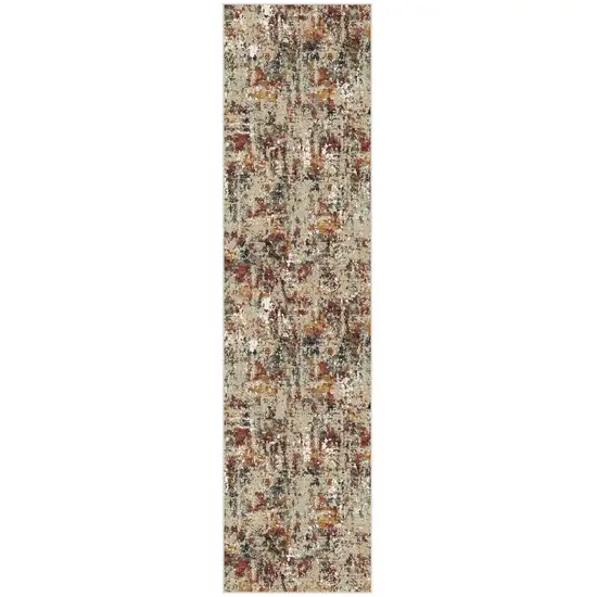8' Brown And Ivory Abstract Washable Area Rug Photo 1