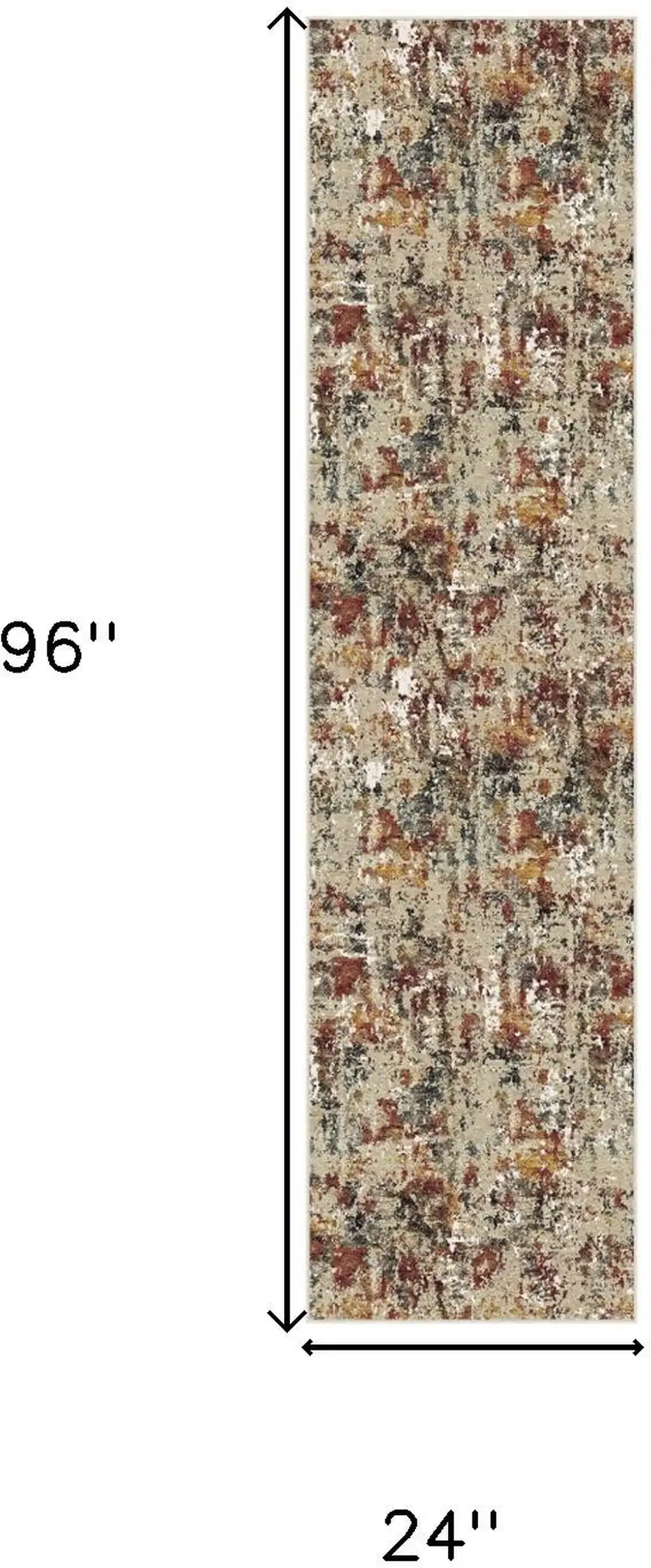 8' Beige Red And Ivory Abstract Washable Runner Rug Photo 3