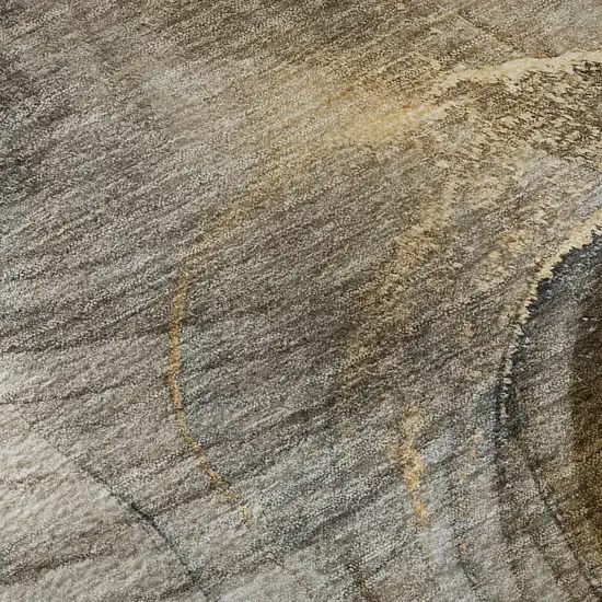 8' Brown And Ivory Abstract Washable Round Rug With UV Protection Photo 9