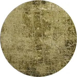 Photo of 8' Brown And Ivory Abstract Washable Round Rug With UV Protection