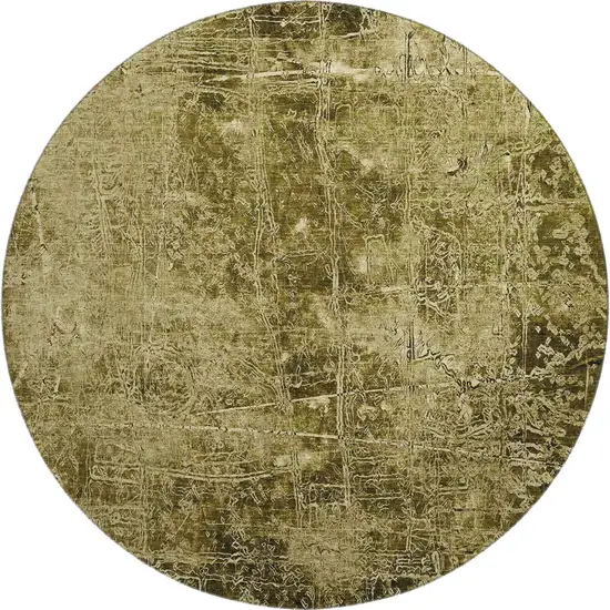 8' Brown And Ivory Abstract Washable Round Rug With UV Protection Photo 1
