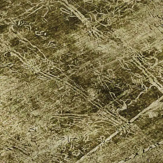 8' Brown And Ivory Abstract Washable Round Rug With UV Protection Photo 9