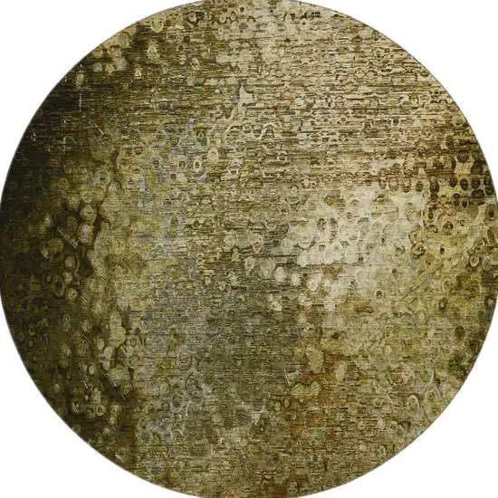 8' Brown And Ivory Abstract Washable Round Rug With UV Protection Photo 3