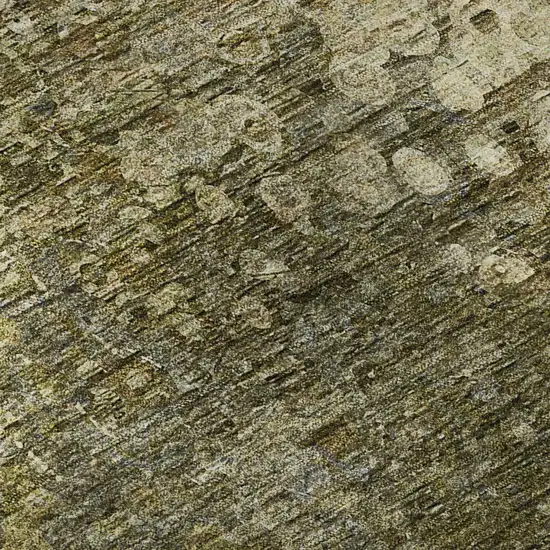 8' Brown And Ivory Abstract Washable Round Rug With UV Protection Photo 9