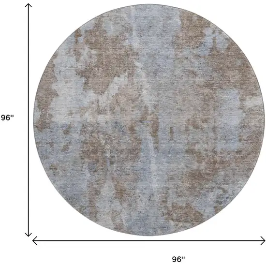 8' Brown And Ivory Abstract Washable Round Rug With UV Protection Photo 9