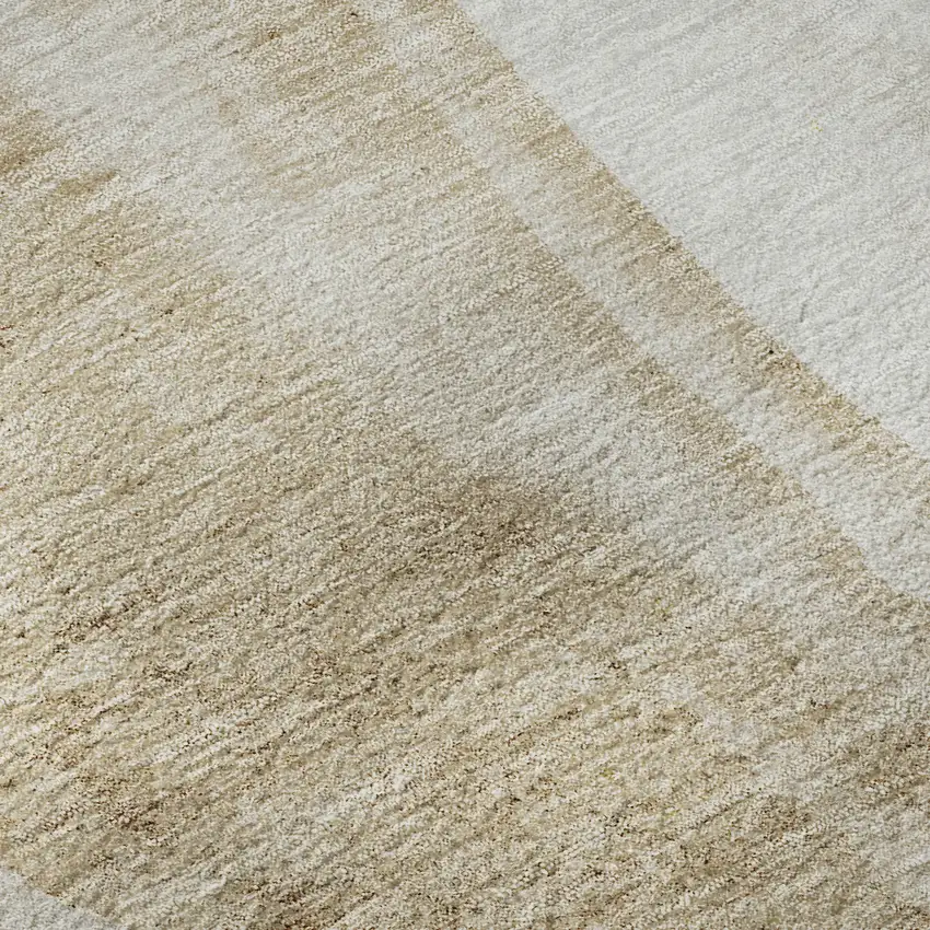 8' Brown And Ivory Abstract Washable Round Rug With UV Protection Photo 9