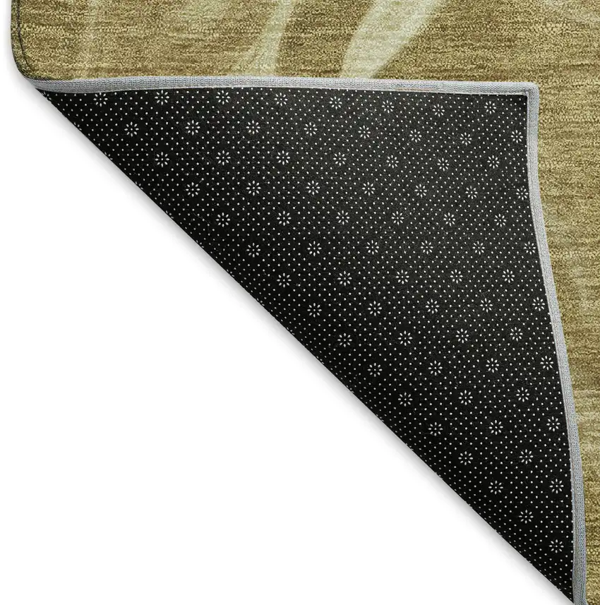 8' Brown And Ivory Abstract Washable Round Rug With UV Protection Photo 6