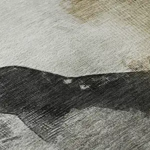 Photo of 8' Brown And Ivory Abstract Washable Round Rug With UV Protection