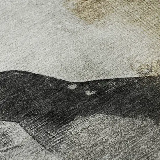 8' Brown And Ivory Abstract Washable Round Rug With UV Protection Photo 7