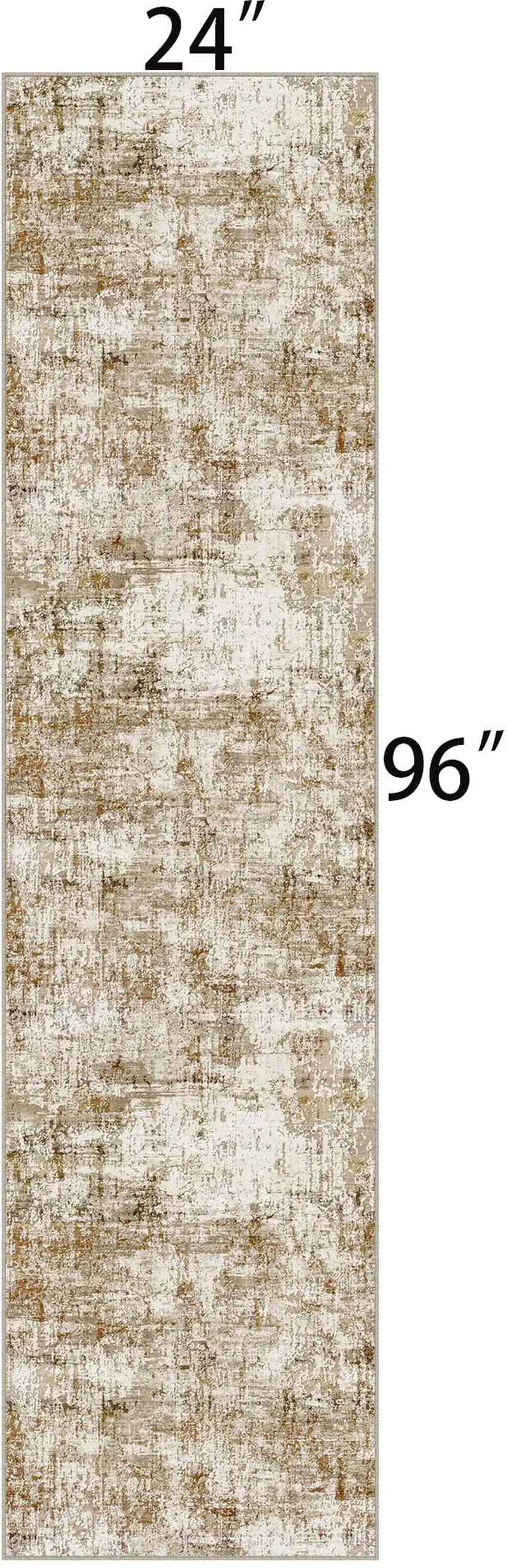 8' Brown And Ivory Abstract Washable Runner Rug Photo 8