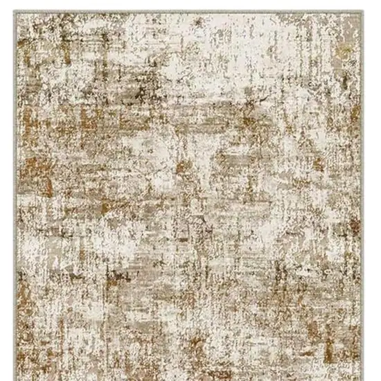 8' Brown And Ivory Abstract Washable Runner Rug Photo 3
