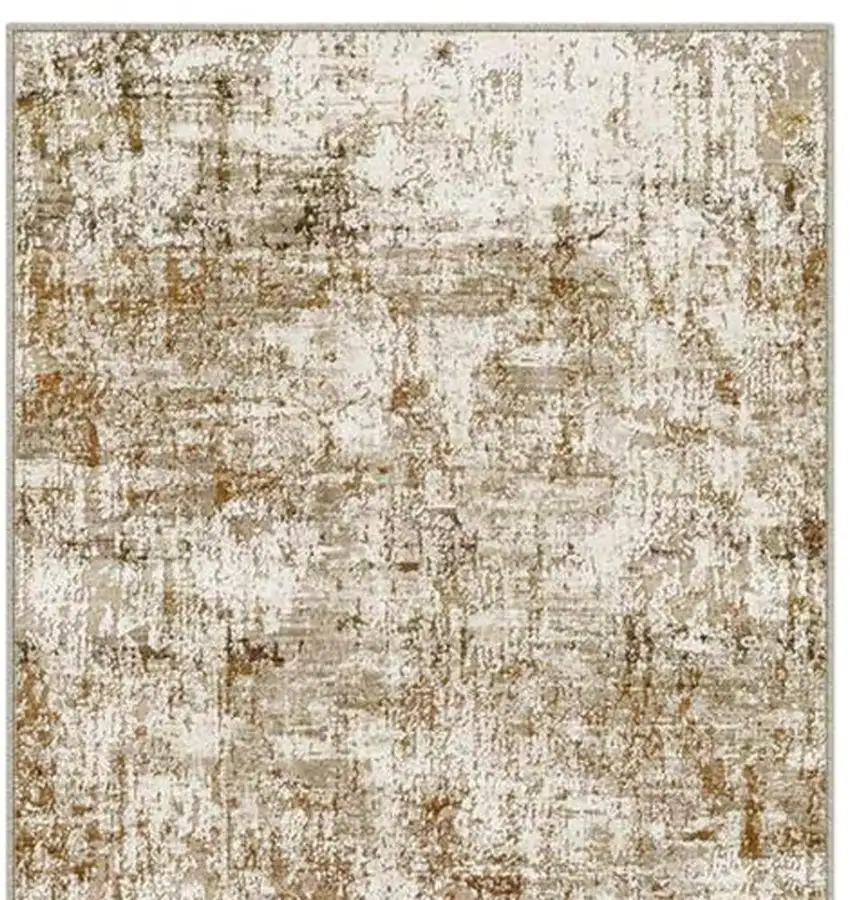 8' Brown And Ivory Abstract Washable Runner Rug Photo 3