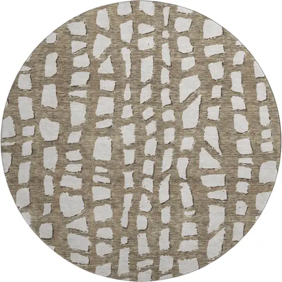 8' Brown And Ivory Cobblestone Washable Round Rug With UV Protection Photo 1