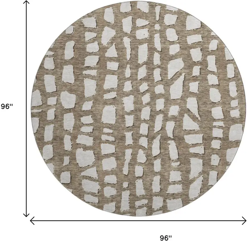 8' Brown And Ivory Cobblestone Washable Round Rug With UV Protection Photo 3
