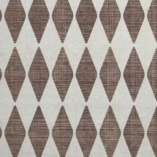 8' Brown And Ivory Diamond Washable Round Rug With UV Protection Photo 3