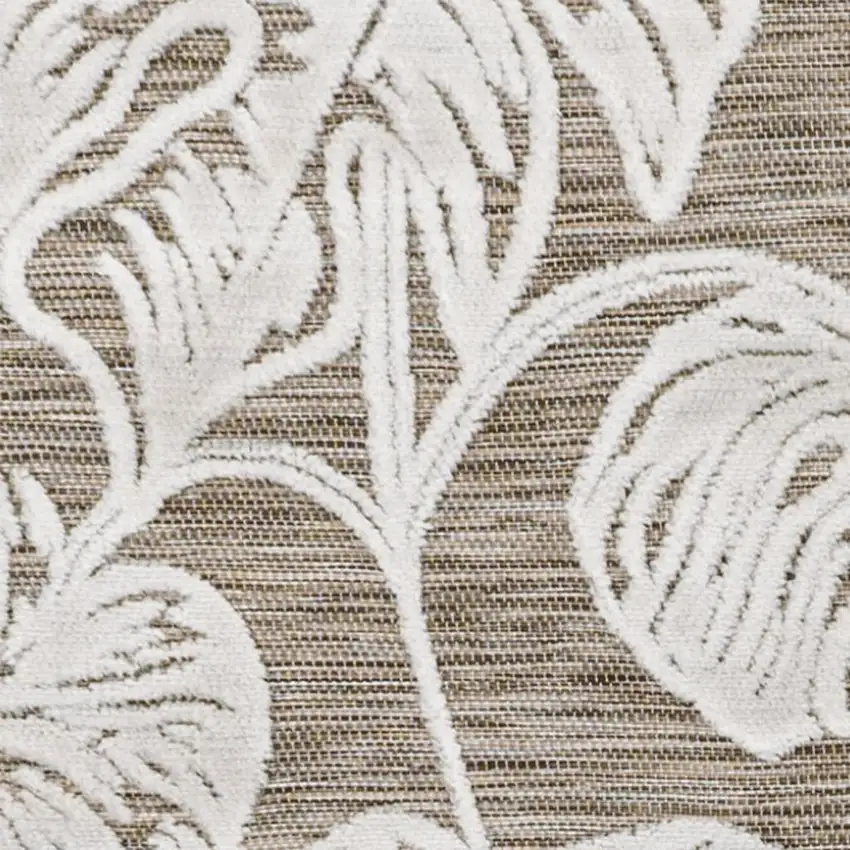 8' Brown And Ivory Floral Indoor Outdoor Runner Rug Photo 3