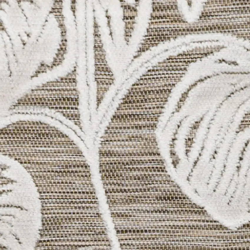 8' Brown And Ivory Floral Indoor Outdoor Runner Rug Photo 2