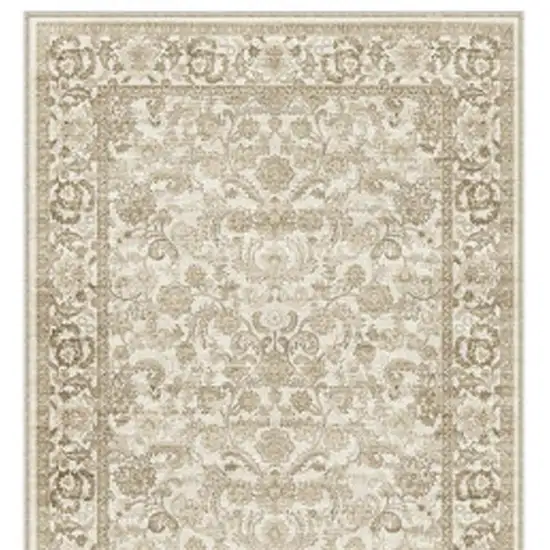 8' Brown And Ivory Floral Medallion Distressed Washable Runner Rug Photo 3