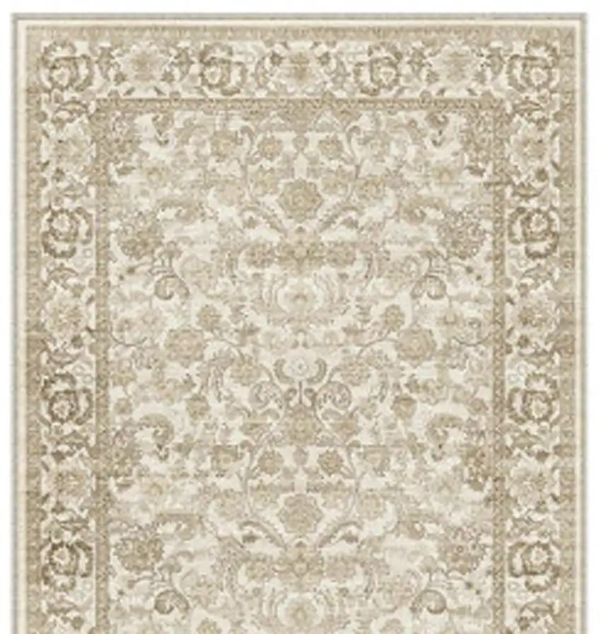 8' Brown And Ivory Floral Medallion Distressed Washable Runner Rug Photo 3