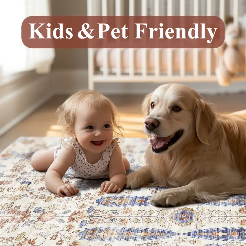 8' Brown And Ivory Floral Medallion Washable Area Rug Photo 6