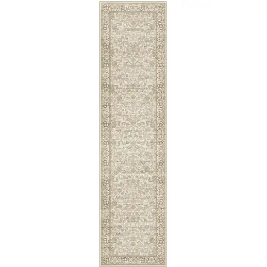 8' Brown And Ivory Floral Medallion Washable Area Rug Photo 2