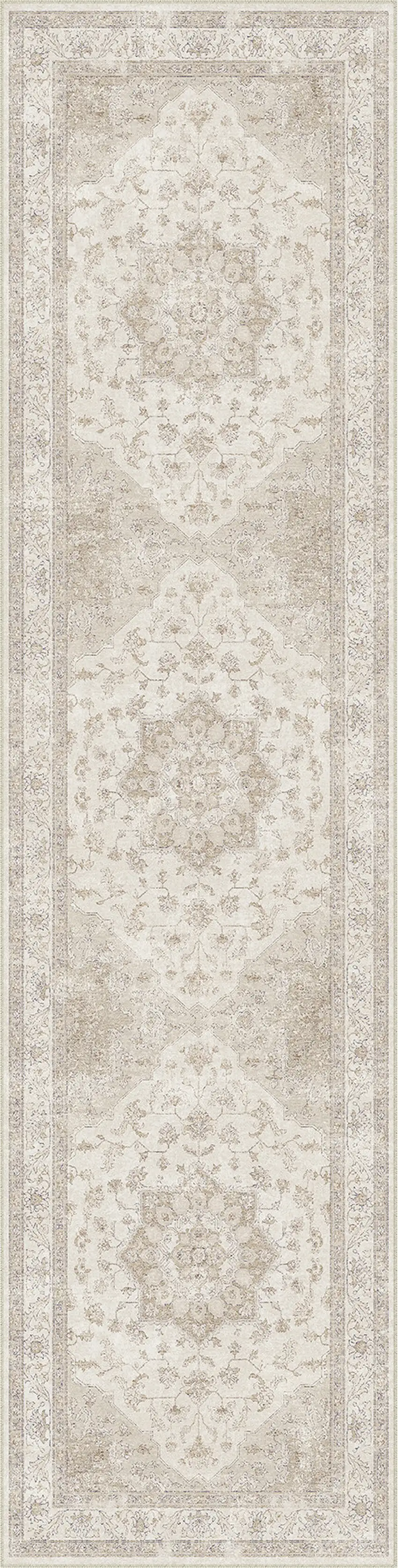 8' Brown And Ivory Floral Washable Area Rug Photo 1