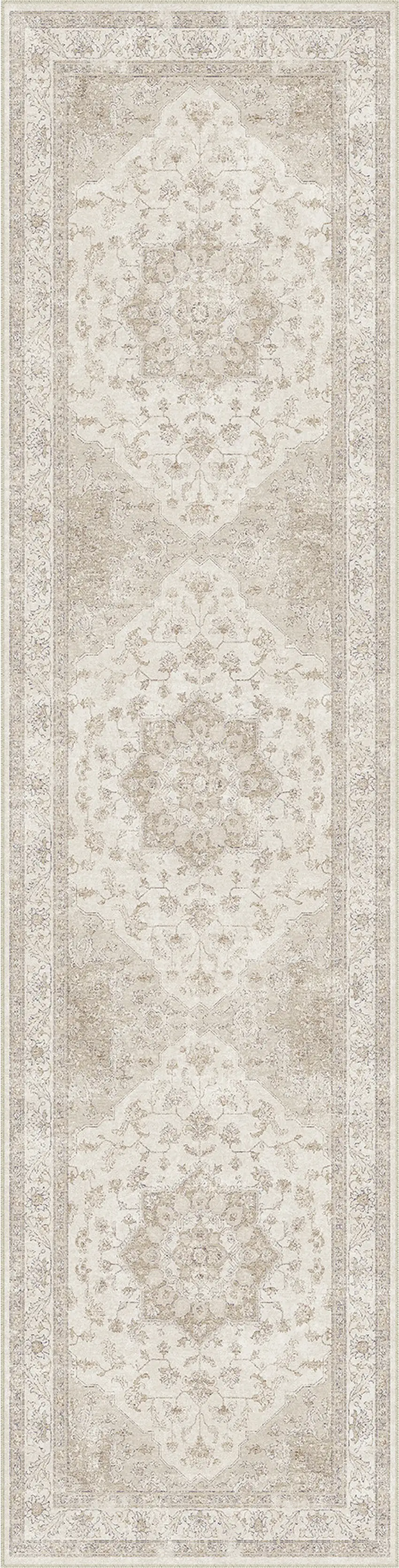 8' Brown And Ivory Floral Washable Area Rug Photo 3