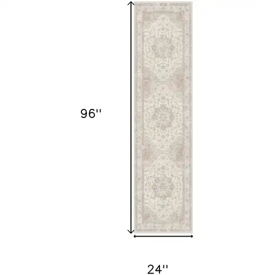 8' Brown And Ivory Floral Washable Area Rug Photo 9