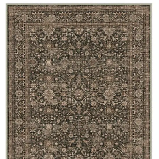 8' Brown And Ivory Floral Washable Area Rug Photo 3