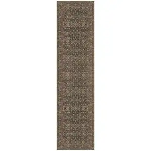 Photo of 8' Brown And Ivory Floral Washable Area Rug