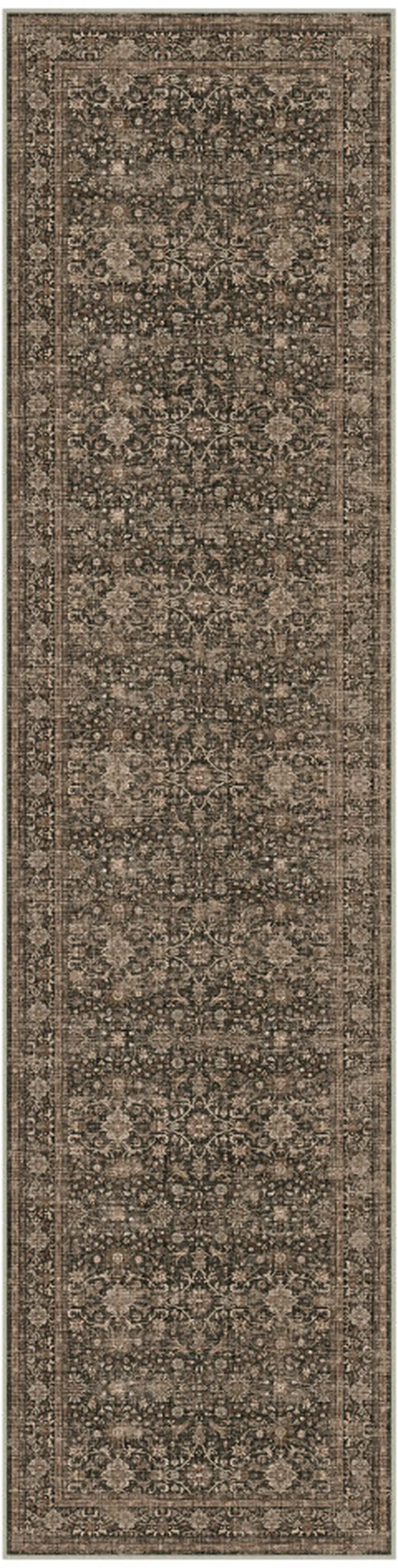 8' Brown And Ivory Floral Washable Area Rug Photo 1
