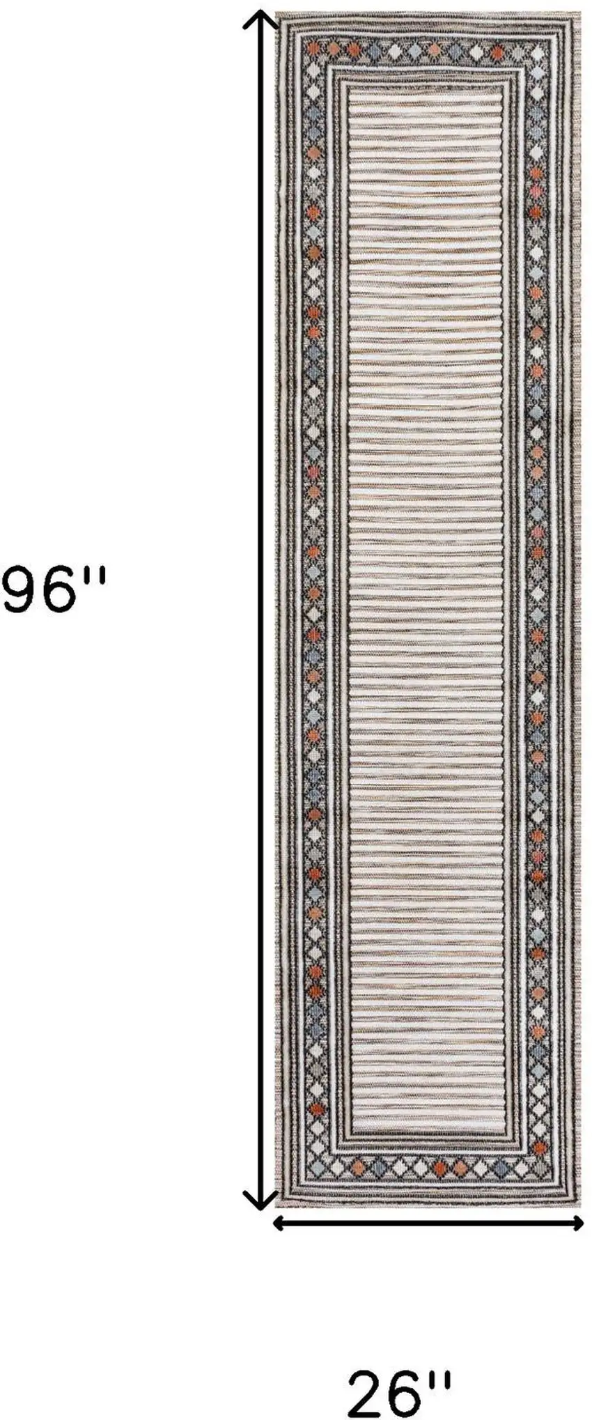 8' Brown And Ivory Geometric Indoor Outdoor Runner Rug Photo 7